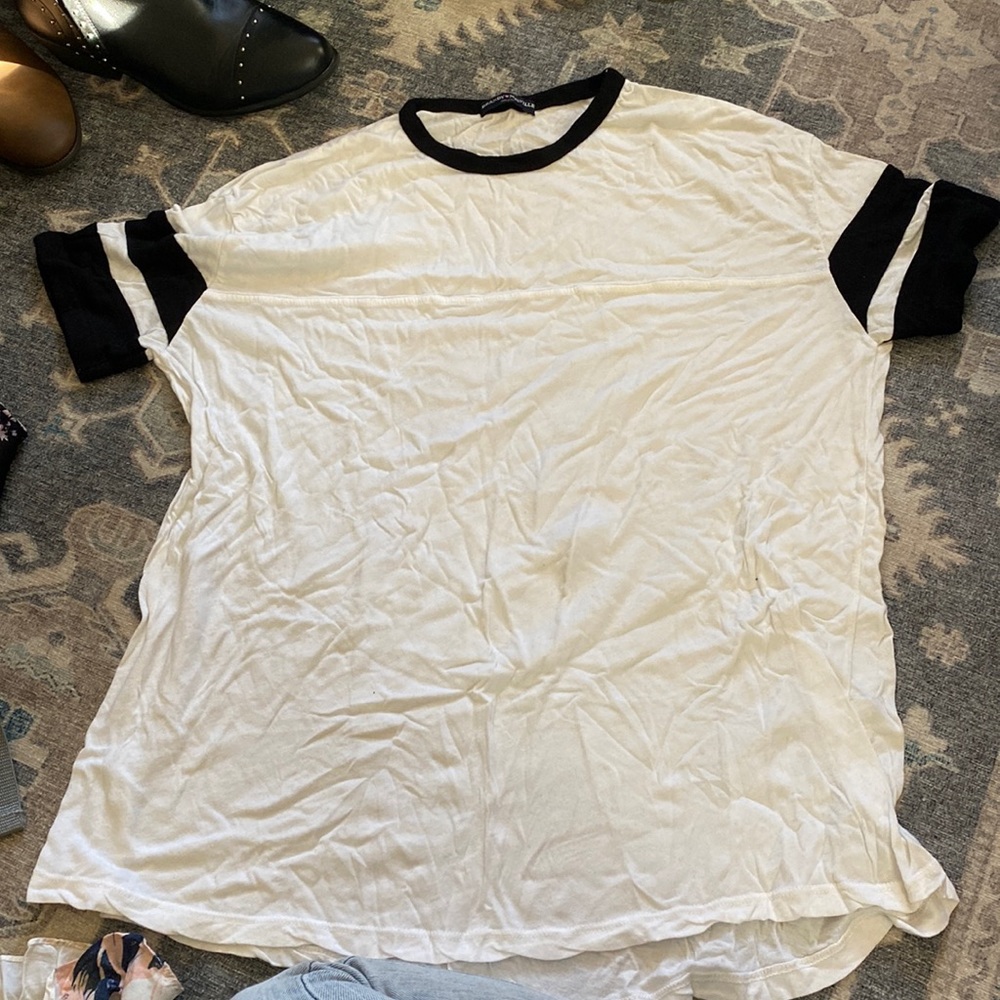 Brandy Melville tee with striped sleeves